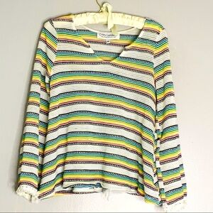 Gypsy Warrior rainbow stripe open weave pullover medium women’s top